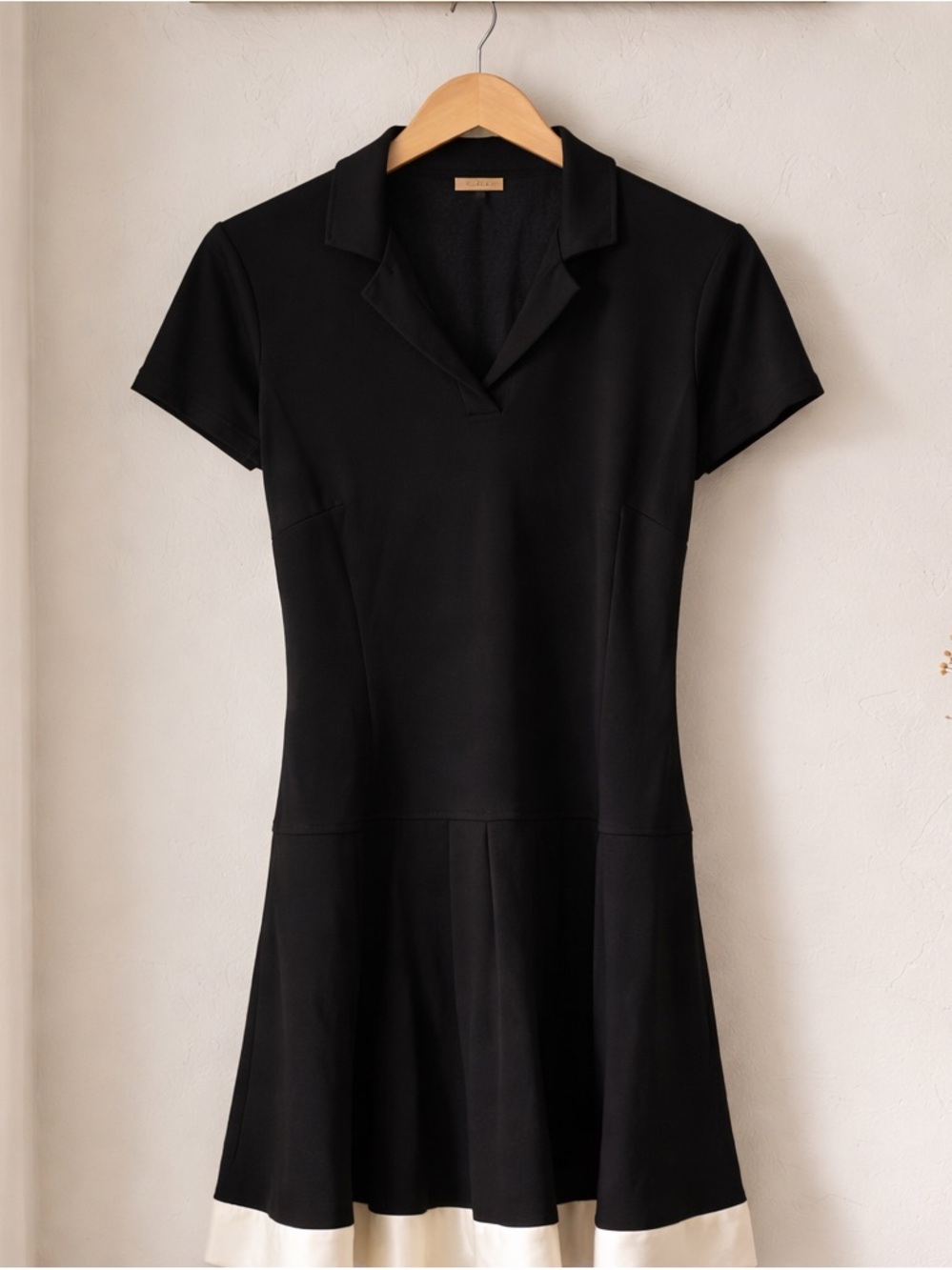 ABS Allen Schwartz Black Mini Dress with Cream Contrast Hem